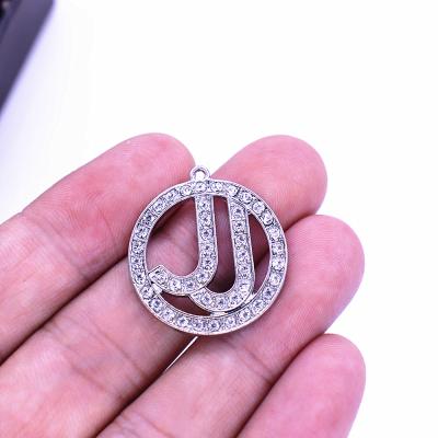 China Environmental Friendly Custom Design Metal Silver Plated Circle Round Letters JJ Charm Sorority Sign Jack And Jill Pendants for sale