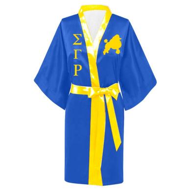 China Sorority QUICK DRY sigma grace rhoRobe gamma for fraternity poodle Grecian events silk robe kimono for lady clothes party for sale