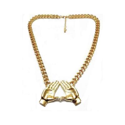 China HUSURU Environmental Friendly Jewelry New Arrive Greek Letter Sisterhood Fraternity Hand Gesture Signals Punk Style Hiphop Chain Necklace Gold Pendant for sale