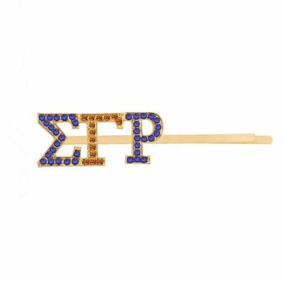 China Crystal Words Hair Pins Custom Fashion Rho Sorority Jewelry Gamma Greek Letter Environmental Friendly Wholesale sigma hair accessories wholesale for sale