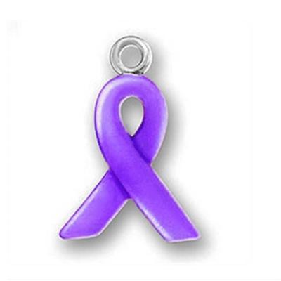 China Environmental Friendly Purple Ribbon Fibromyalgia Epilepsy And Cystic Fibrosis Disease Awareness Charms for sale