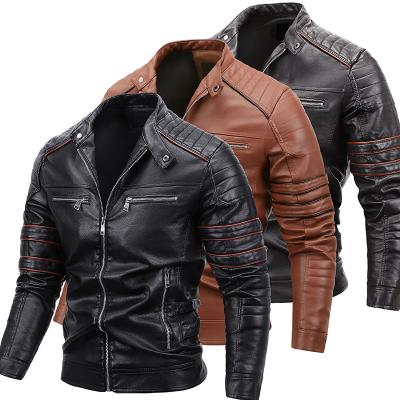 China New Winter Stylish Casual Windproof Plus Size Waterproof Coated Leather Jacket For Men for sale