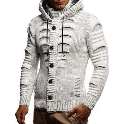 China 2021 Anti-wrinkle hole knitted thick oversized men's hoodie plus size men's cardigan sweaters for sale