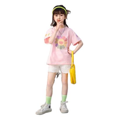 China China Manufacture Quality Kids Elastic Anti-pilling Sunflower Print Kids Loose T-shirt for sale