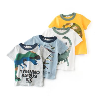 China New Products Summer Moisture Anti-pilling T-shirt Baby Boy Cartoon Round Neck Wicking Short Sleeve T-shirt For Kids Boys for sale