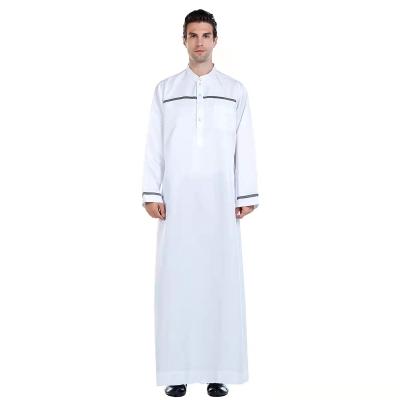 China New Saudi Clothing Satin Ethnic Islamic Muslim Men's Long Robe Arab Jalabiya Wholesale Open Abaya With Pockets for sale