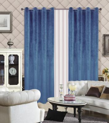 China Blackout Pattern Elegant Solid Soft Fabric Velvet Ready Made Curtain for sale