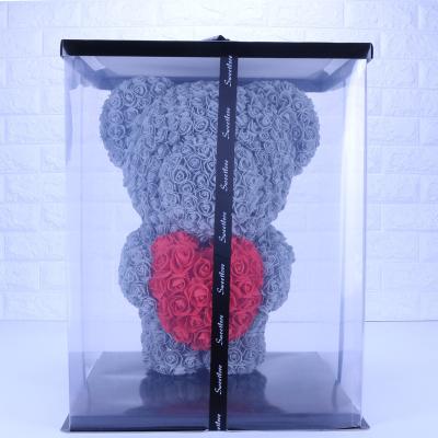 China New Style Rose Bear 25 colors Available In Stock 40 cm Standing Foam/PE Rose Bear for sale