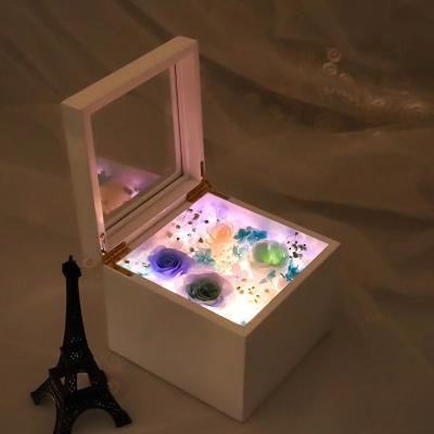 China Rose gift New Arrival DIY Preserved Rose Music Box Valanrines day Mothers Day Immortal Roses Led Light Gift Box for sale