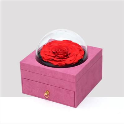 China Real Preserved Rose Flower Single Large Rose in Drawer Gift Box for Decoration for sale