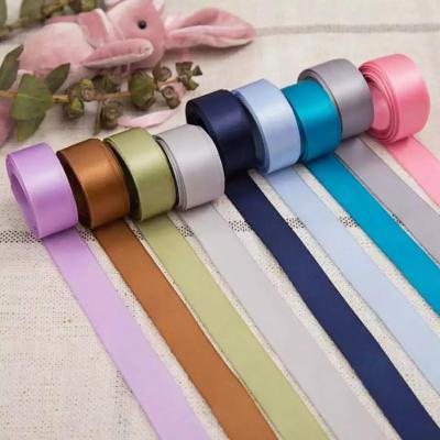 China Factory price polyester solid color single/double faced satin ribbon for sale