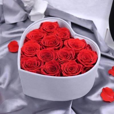 China Wholesale Price Velvet Flower Boxes Preserved Roses Heartshape Box Flower for sale