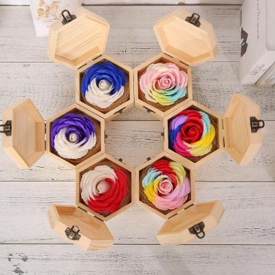 China Manufacturers direct sales christmas simulation colorful rose flower gift box soap flower creative gifts for sale