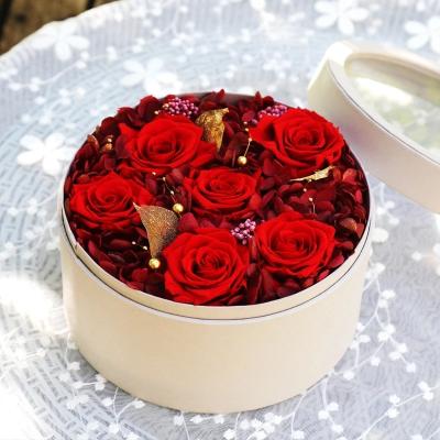 China Luxury Gift Real Preserved Roses In Velvet Box That Lasting 3 Years for sale