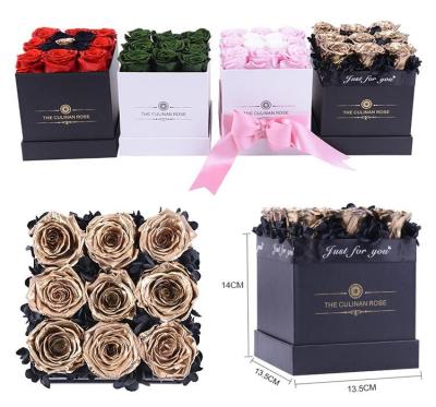 China Wholesale Eternal Rose Box Assembled Flower Arrangements preserved roses in square gift box for sale