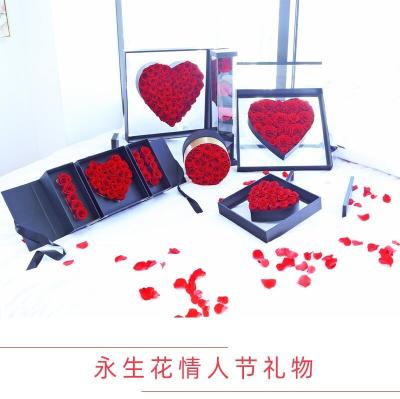 China Wholesale Valentine Gifts preserved flower box logo preserved rose in acrylic gift box for sale