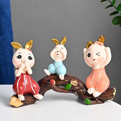 China Mengmeng Modern Creative Cute Rabbit Tree Doll Three Stack Doll Home Wedding Decoration Living Room Simplicity Practical Wedding Gift for sale