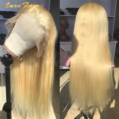 China Hot Selling Glueless Silky Straight Wave Ready To Wear 34 Inch Full Lace Wig, Indian Virgin Hair 613 Wig, Mink Blonde Thin Hd Full Lace Wig for sale