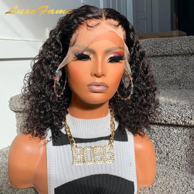 China Wholesale Curly Wave Peruvian Human Hair Bob Wig Lace Front, 5x5 6x6 Deepwave Hd Lace Closure Wig, Curly Cuticle Aligned Swiss Lace Front Wig for sale