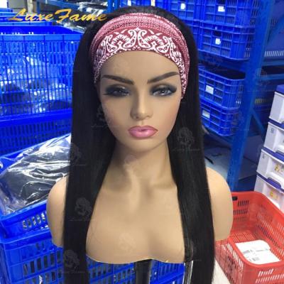 China Wholesale 10a High Quality Straight Adjustable Headband Wig, Women Straight Virgin Hair Wigs, Long Bone Straight Hair Wigs for sale