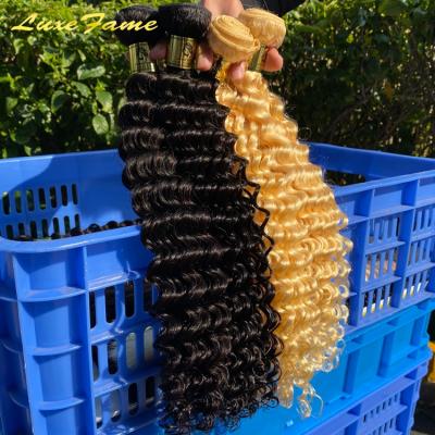 China Guangzhou Human Hair Factory 613 Deep Wave Blonde Raw Hair, 613 Blonde Raw Virgin Hair, 40 Inch Blonde Hair Bundle for sale