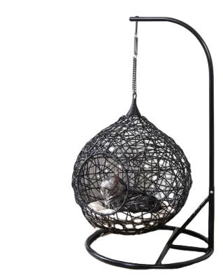 China New Design Breathable Rattan Wicker Dog and Cat House Rattan Cat Swing Hanging Chair for sale