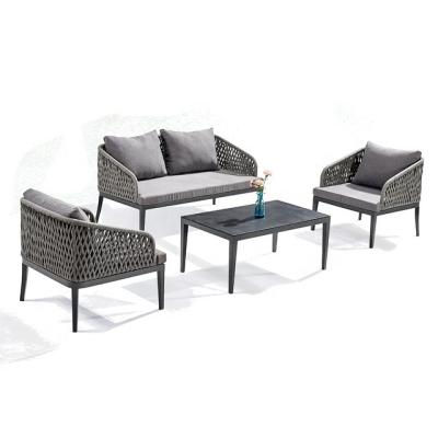 China Modern Hot Sale Handmade Outdoor Furniture Rope Garden Sofa Weaving Set for sale