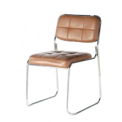 China Factory Wholesale Office Furniture Comfortable Low Back Metal Bow Legs PU Seat Leather Office Chair for sale