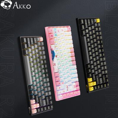 China Gorgeous ABS AKKO 3084B Black Pink RGB BT 5.0 USB PBT Keycap Backlit Laptop Wireless Keyboard for sale