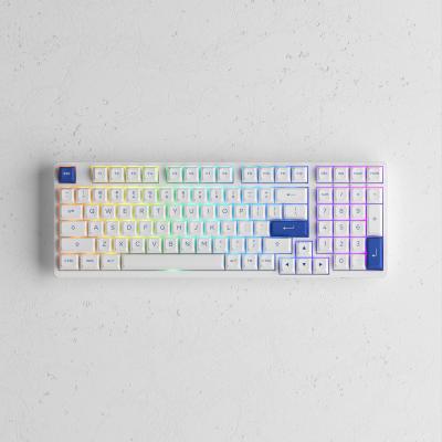 China Hot-swappable ABS AKKO 3098N White Blue CS Jelly Switches Wireless PBT Keycap Gaming Keyboard and Mouse for sale