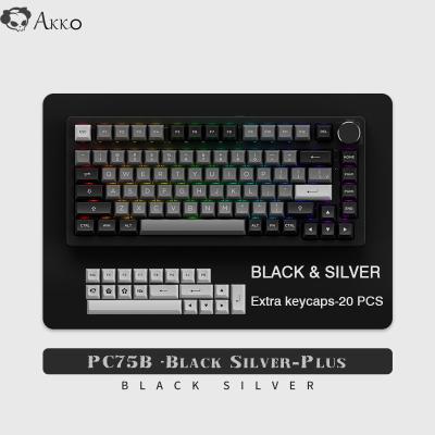 China New Arrivals ABS 75 Keys Wireless AKKO PC75 Black Backlit Silver Wireless DIY RGB Gaming Keyboard for sale