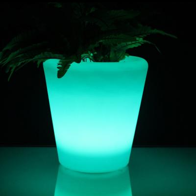 China Modern Plant Pot Decorative Lighting Flower Pot With LED Light Waterproof Household Supplies Color Changing Planter for sale