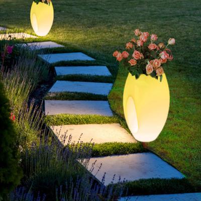 China RGB Light Large Garden Color LED Flower Plastic Outdoor Pot Light Large Decoration Bed Illuminated LED Planter Flower Pot for sale