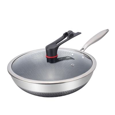 China Stainless Steel Pan Non Coated Skillet Cooking Frying Pan Deep Frying Pan Household Viable Bestseller for sale