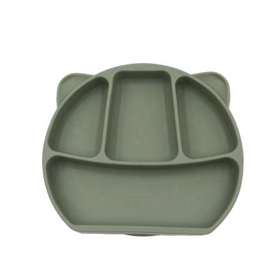 China Best Selling Large Sucker Anti-fall Viable Children Learn To Eat Tableware Baby Compartment Silicone Training Dinner Dish for sale