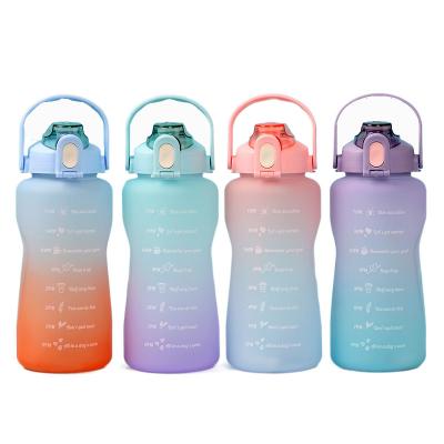 China Custom Amazon Viable Gallon 1.5L/1500ml BPA Free Bottles With Straw Gradient Smart Water Bottle With Time Marker for sale