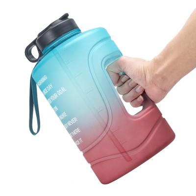 China Large Capacity Sports Gym 1 Time Marker PETG BPA Free Outdoor Viable Gradient 3.78L Gallon Straw Type Water Bottles for sale