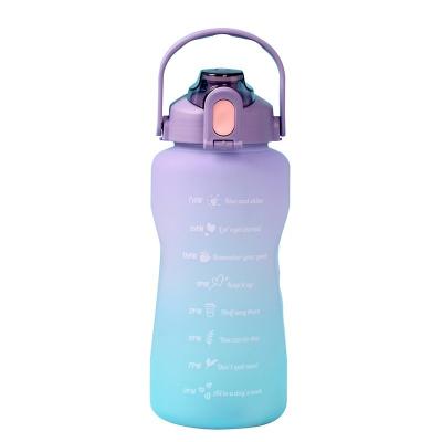 China Amazon Custom Hot Sale 2L Viable Gallon BPA Free Bottles With Straw Gradient Smart Water Bottle With Time Marker for sale