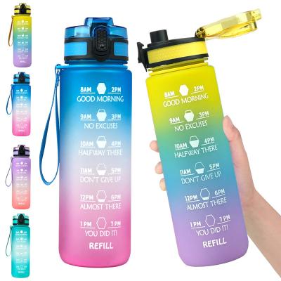 China 2022 Amazon Smart Hot Sale 1L Viable Custom Gallon BPA Free Tritan Gradient Water Bottle With Time Marker for sale