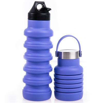 China Viable hot sale camping 500ml 17oz gym silicone BPA free collapsible sports water bottle for outdoor for sale