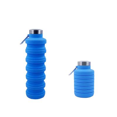 China Hot Sale 700ml 24oz Silicone BPA Free Lid Stainless Steel Minimalist Sports Folding Water Bottle With Carabiners for sale