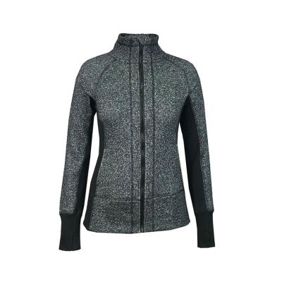 China Custom Ladies Anti-Pilling Yarn Dye Long Sleeve CVC Fleece Jacket With Full Zipper for sale