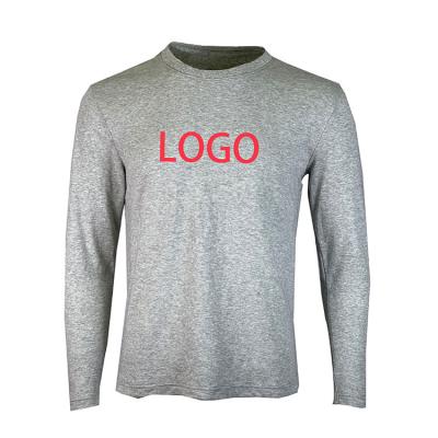 China Super Soft Men's Anti-Pilling Cotton Coupling Long Sleeve Crew Neek Basic Tees OEM Logo Customize 100% for sale