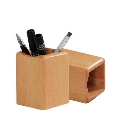 China Pen Storage Container Wholesale Customized Solid Wood Pen Holder Simple Style For Wood Craft for sale