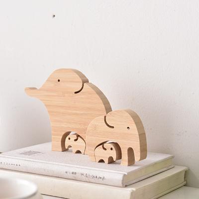 China China Wholesale Wooden Animal Modeling Crafts Hotel Bamboo Wood Assembly Interior Decoration Elephant Wooden Creative Products for sale