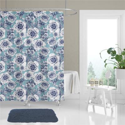 China Sustainable Bathroom Carpet Set With Shower Curtain Repeat Polyester Shower Curtain Bath Set Best Selling for sale