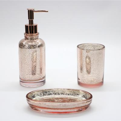 China Sustainable DIY Set Modern Simple Style Glass Bathroom Set Bathroom Accessories Set Glass Bathroom for sale