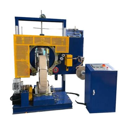 China Hotels Horizontal Type Customized Fully Automatic Ring Pipes Wrapper Stretch Film Wrapping Machine For Metal Ring Band Steel Wire for sale