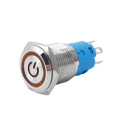 China Multipurpose Momentary Latch 10mm 12mm 19mm 22mm Metal Push Button Switch 30mm 5v 12V LED NO GOLD TOP for sale