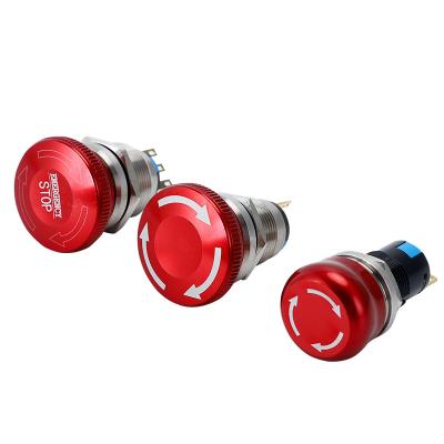 China Weather Water Proof 19Mm 22Mm IP65 IP68 Waterproof Mushroom Metal Emergency Stop Metal Push Button Main Electrical Switches for sale